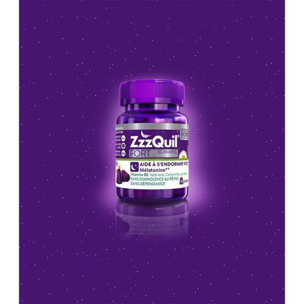 ZzzQuil Fort 30 Gummies Arôme Fruits des Bois - Complément alimentaire pour le sommeil, aide à s'endormir vite