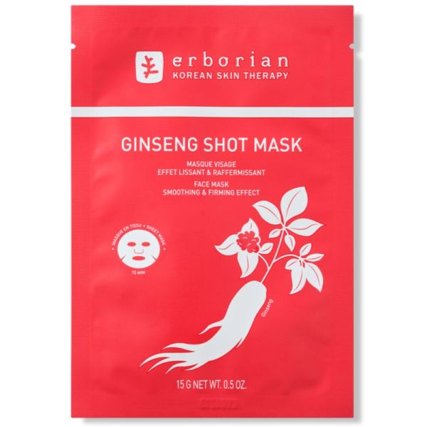 Erborian Ginseng Shot Mask - 1 unité - Lisse, raffermit et repulpe la peau instantanément