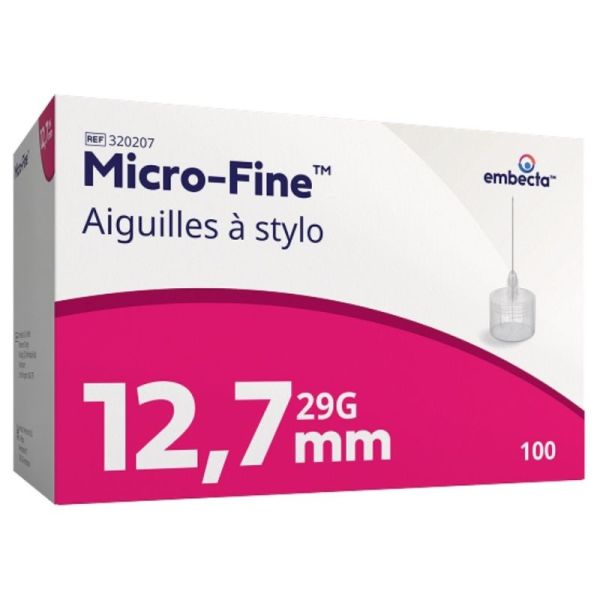 Embecta Micro-Fine 12,7 mm - Aiguille à stylo pour administration correcte de l'insuline