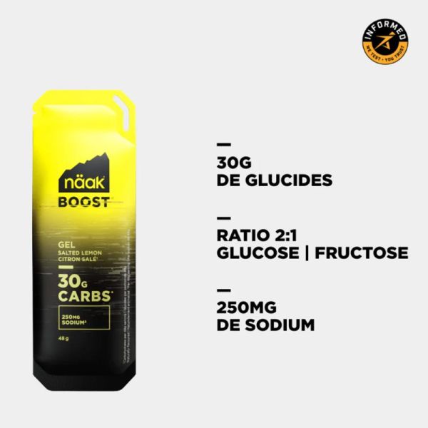 Naak Gel Boost 30 Citron Salé 48g – Energie naturelle et performance