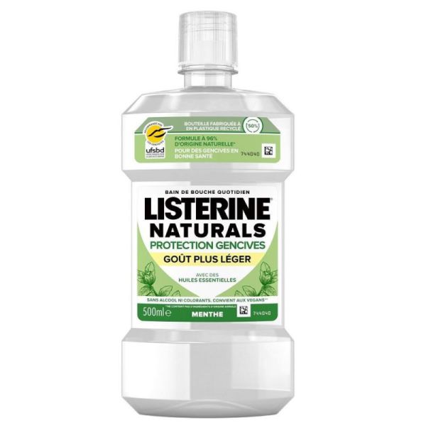 Listerine Menthe Goût Plus léger Naturals Protection gencives 500 ml