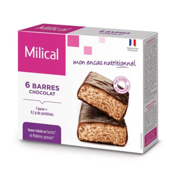 Milical Barres Saveur Chocolat - Boîte de 6