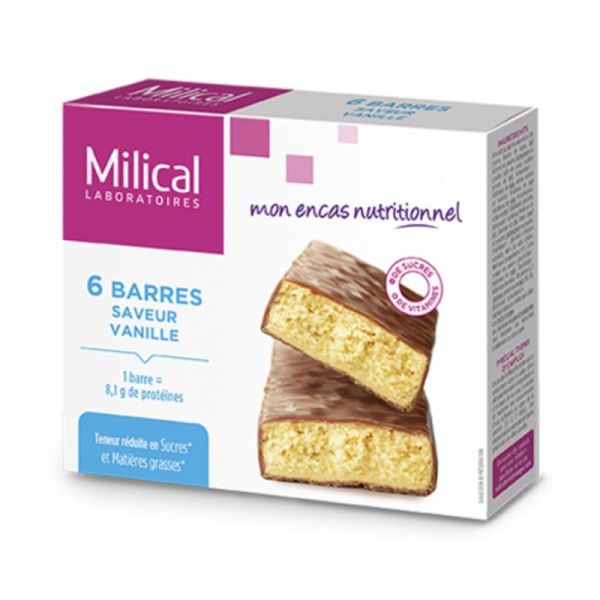 Milical Barres Saveur Vanille - Boîte de 6