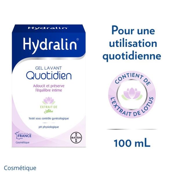 Hydralin Quotidien Gel Lavant - 100 ml - Hygiène Intime Douceur Format Voyage