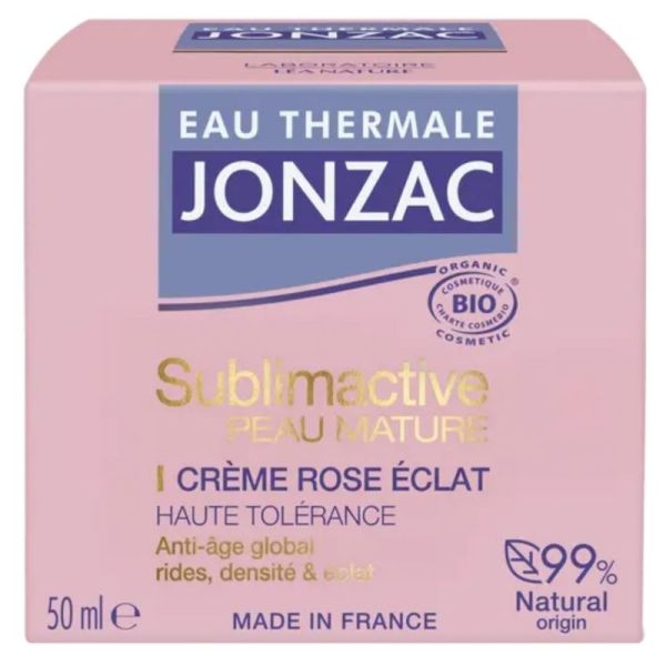 Jonzac Crème rose éclat bio Pot 50 ml - Eclat du teint et fermeté des peaux matures