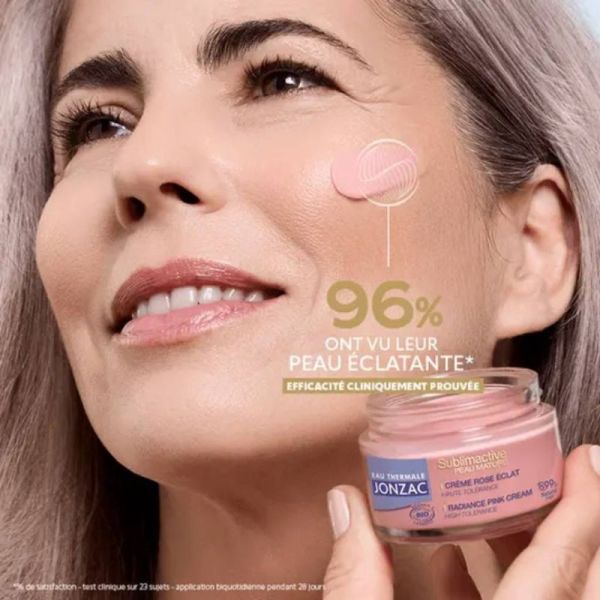 Jonzac Crème rose éclat bio Pot 50 ml - Eclat du teint et fermeté des peaux matures