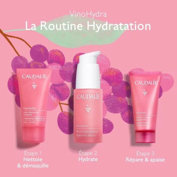 Caudalie VinoHydra Coffret de Noël La Routine Hydratation 3 Soins - Hydratation et apaisement des peaux sensibles