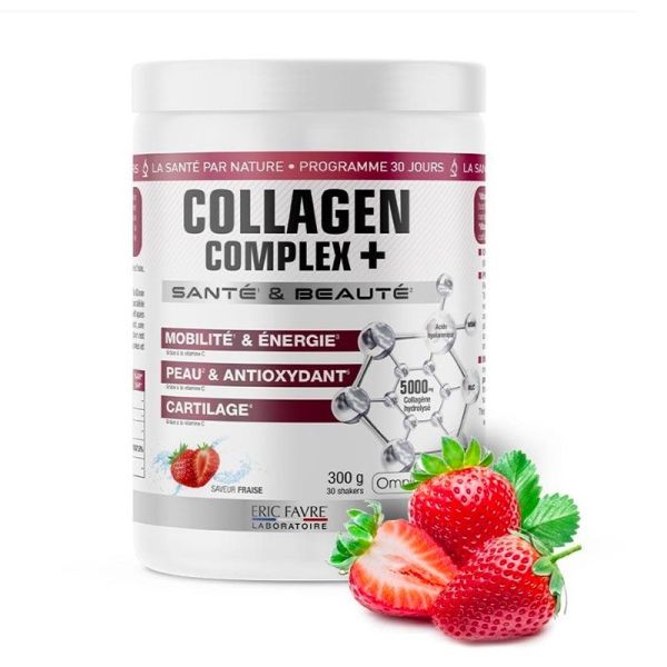 Eric Favre Collagen Complex+ - Saveur Fraise - Mobilité, Peau & Cartilage - 300g