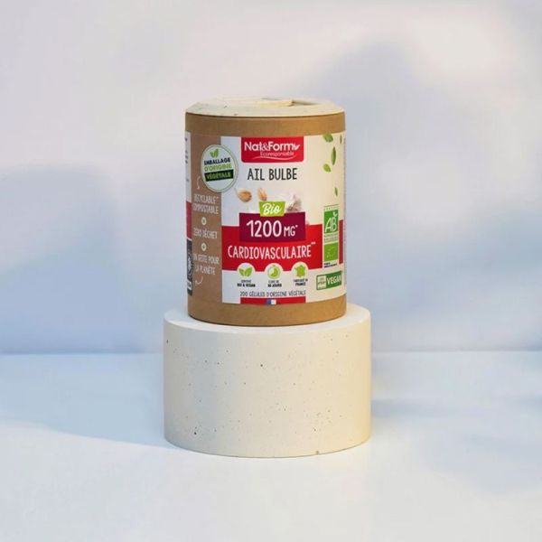 Nat & Form Ail Bulbe Bio - 200 gélules - Soutient la santé cardiovasculaire et favorise la circulation