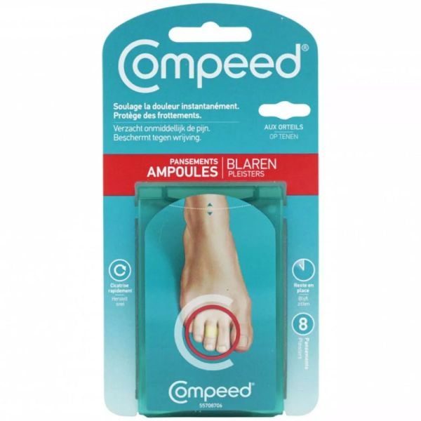 Compeed Ampoules aux Orteils 8 Pansements – Soulagement immédiat et cicatrisation rapide