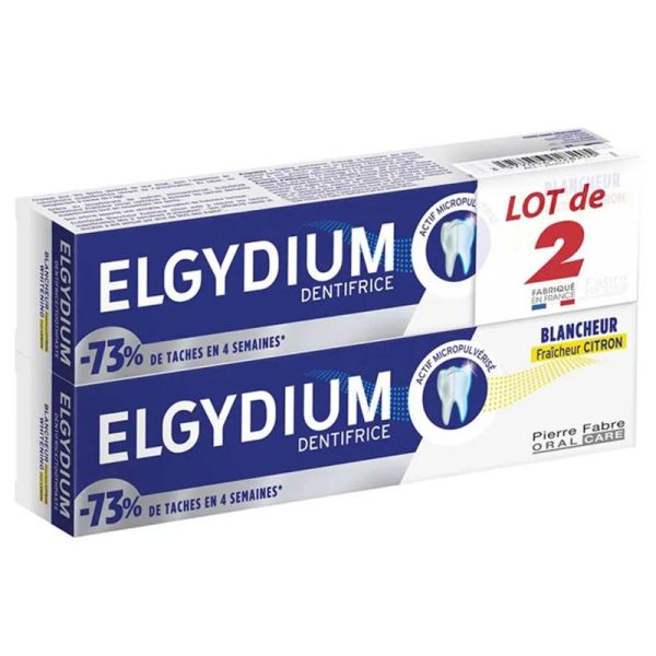Elgydium Blancheur Dentifrice Citron 2x75ml – Dentifrice éclat et fraîcheur
