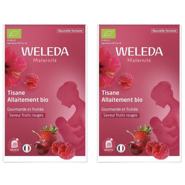 Weleda Maternité Tisane Allaitement Fruits Rouges Bio Lot de 2 x 20 Sachets – Stimulation de la lactation