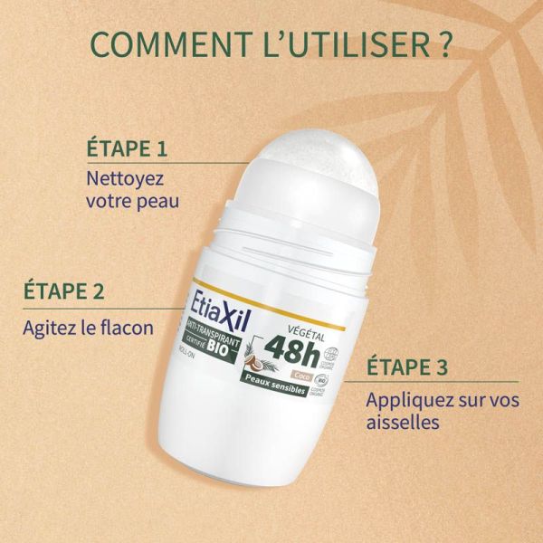 Etiaxil Anti-Transpirant Végétal 48h BIO Roll-On - Lot de 2 x 50ml