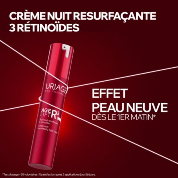 Uriage Age Lift R3 Soin Nuit Resurfaçant 3 Rétinoïdes 40 ml - Lisse et raffermit la peau