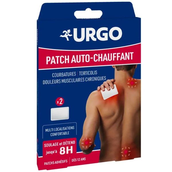 Urgo Patch Auto-Chauffant 8h - Soulage les Courbatures et Douleurs Musculaires - x2 patchs