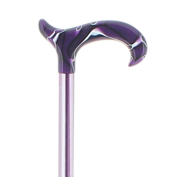 Cannes Fayet Canne de Marche Télescopique Crochet en Plexiglas Marbré Violet