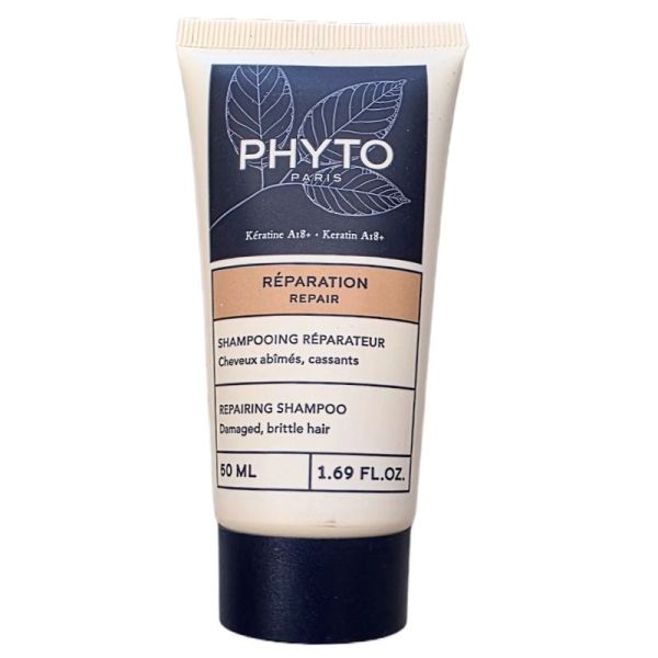 Phyto Réparation Shampooing Réparateur - 50 ml - Cheveux abîmés, cassants - Nettoie et restaure