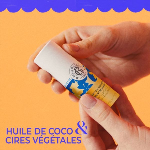 Roger & Gallet Parfum Solide Bienfaisant - 5 g - Senteur : Vanille Soleil - Parfum nomade solaire et relaxant