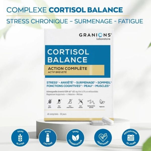 Granions Complexe Cortisol Balance 60 comprimés - Réponse globale au stress chronique
