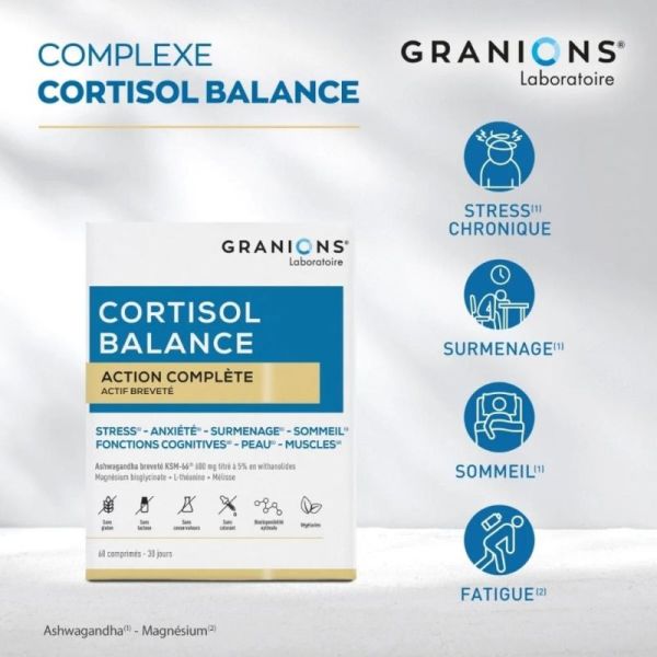 Granions Complexe Cortisol Balance 60 comprimés - Réponse globale au stress chronique