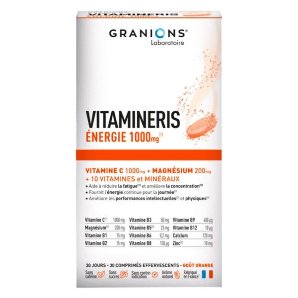 Granions Vitamineris Énergie 1000 mg - Réduit la Fatigue - 30 Comprimés Effervescents