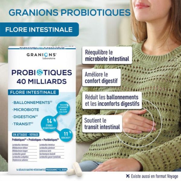 Granions Probiotiques Flore Intestinale 14 gélules – Équilibre du ventre