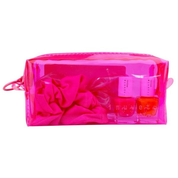Inuwet Trousse Néon Rose Vernis à Ongles Bubble gum & Mangue + Un Chouchou pour Cheveux