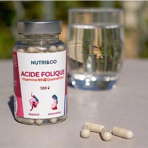 Nutri&Co Acide Folique Quatrefolic® 120 gélules - Vitamine B9 bioactive préconception et grossesse
