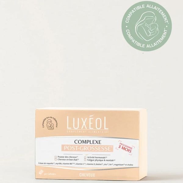 Luxéol Complexe Post-Grossesse - 90 gélules - Soutien global cheveux, énergie et équilibre hormonal