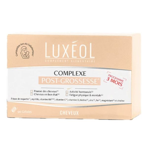 Luxéol Complexe Post-Grossesse - 90 gélules - Soutien global cheveux, énergie et équilibre hormonal