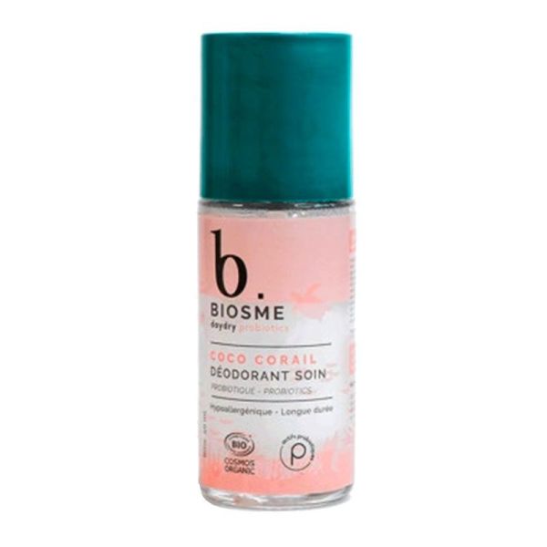 Biosme Daydry Déodorant Soin Coco Corail - Rechargeable - À Base D'actifs Probiotiques - Roll-on 50ml