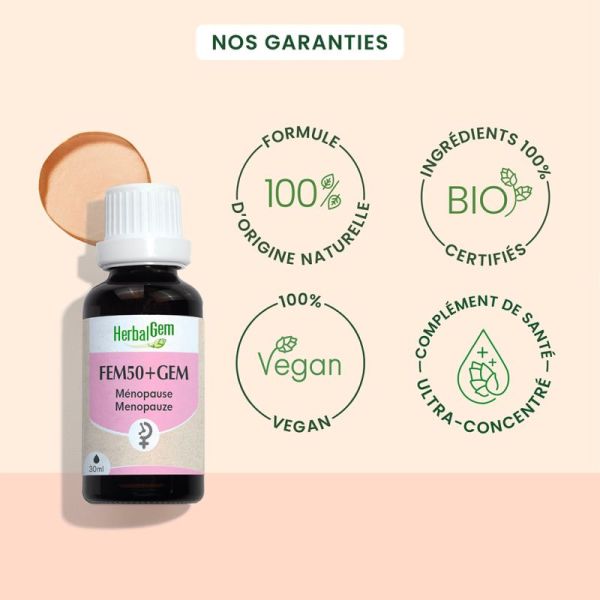 HerbalGem Fem50+Gem Bio 15ml – Confort ménopause et sommeil