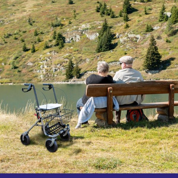 Euromedis Rollator 4 Roues avec Panier et Tablette Taupe – Aide à la marche