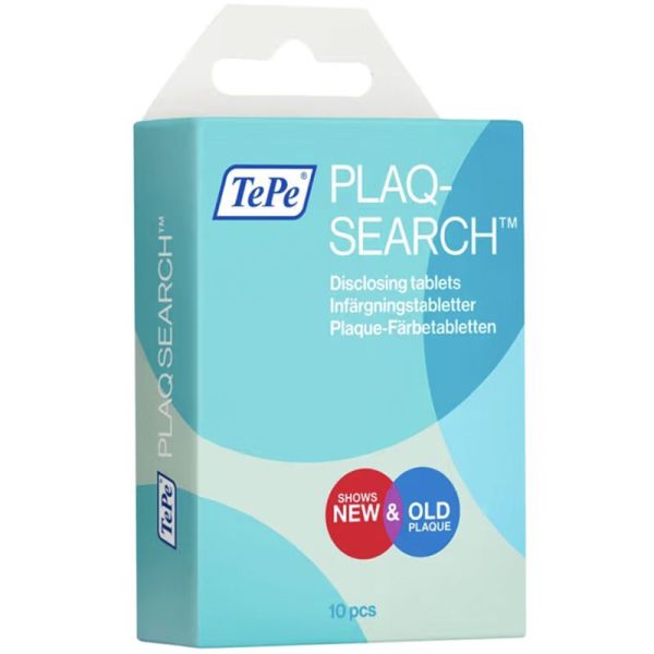 TePe Révelateur de Plaque Dentaires PlaqSearch - 10 Comprimés - Pour un brossage plus efficace
