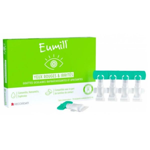 Eumill Yeux Rouges et Irrités 10 Unidoses de 0,5ml  – Apaisement et fraîcheur