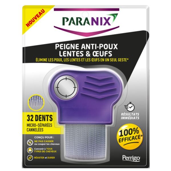Paranix Peigne 3 en 1 Anti-Poux Métallique - 1 Peigne - Élimination efficace des poux et lentes