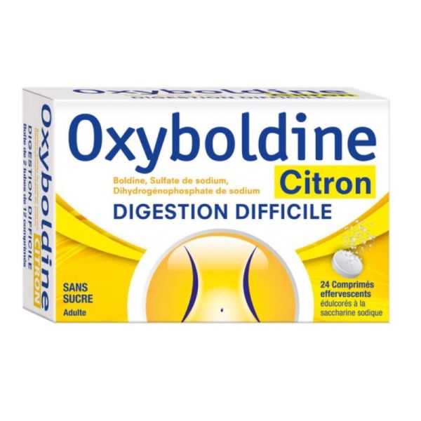 Oxyboldine citron 24 comprimés effervescents