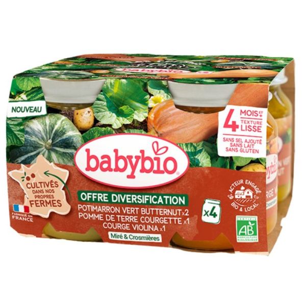 Babybio Pack Mes Premiers Légumes 100% Des Fermes 4 Mois - 4 x 130g