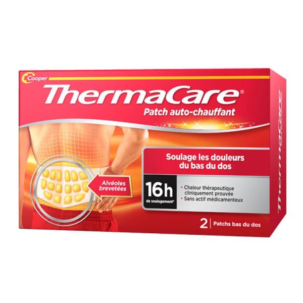 Thermacare Patch Auto-Chauffant Bas du Dos - 2 Patchs - Soulage les douleurs du bas du dos et des lombaires