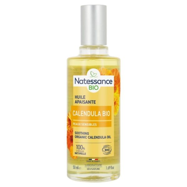 Natessance Huile au Calendula BIO Flacon de 50ml - Soin apaisant et adoucissant pour peaux sensibles