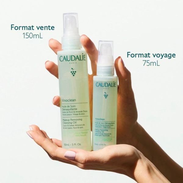 Caudalie Vinoclean Huile de Soin Démaquillante à l'Huile d'Amande Douce + Ricin 75ml – élimine le maquillage waterproof et nettoie en douceur