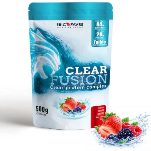 Eric Favre Clear Fusion Clear Protein 500g - Saveur Fruits Rouges – protéine légère et rafraîchissante