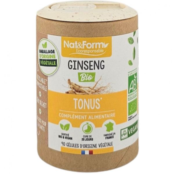 Nat&Form Ginseng Bio - 90 gélules - Énergie, vitalité et performances physiques et mentales