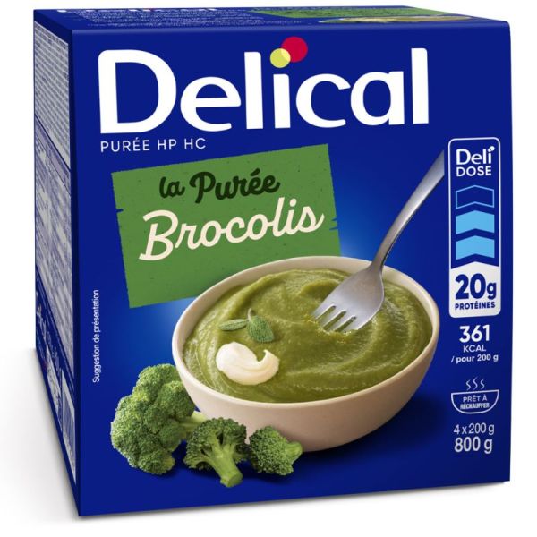 Delical Purée Hyperprotidique Hypercalorique Brocolis - 4 x 200g