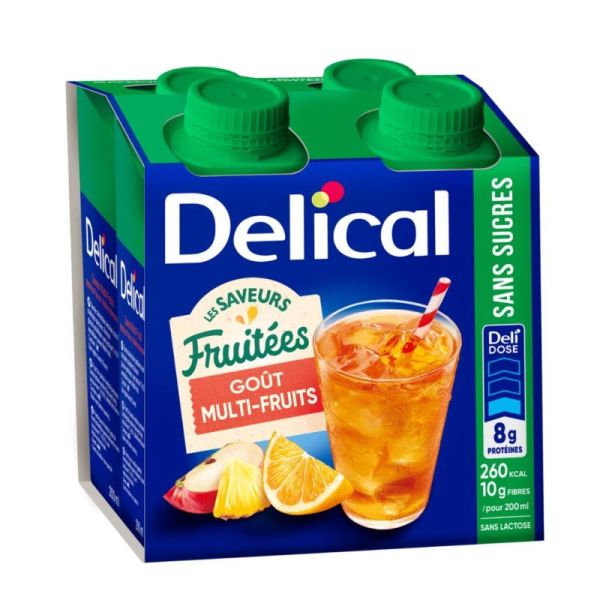 Delical Les Saveurs Fruitées Boisson Nutritionnelle Prête à Boire Sans Sucres Multi-Fruits - 4 x 200ml