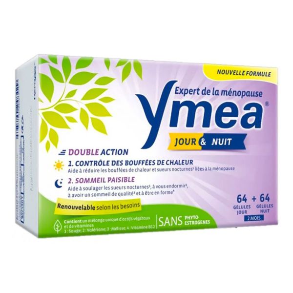 Yméa Menopause Jour & Nuit - 128 Gélules - Bien-être global jour et nuit pendant la ménopause
