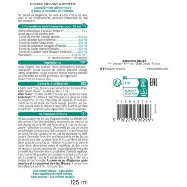 Pédiakid Nausées-Vomissements Mal des transports 125 ml – Confort digestif