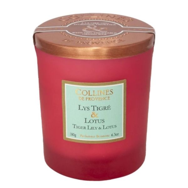 Collines de Provence Bougie Parfumée Lys Tigré Lotus 180 g – ambiance florale relaxante