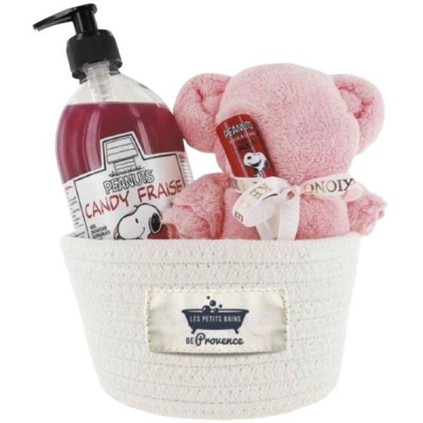 Les Petits Bains de Provence Coffret Panier Kids Rose - Gel douche + Stick lèvres + Ourson