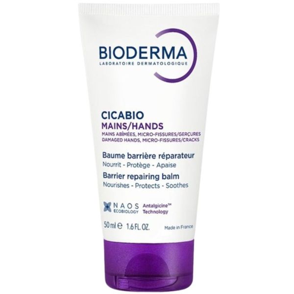 Bioderma Cicabio Mains 50 ml – Baume barrière réparateur effet seconde peau anti-fissures